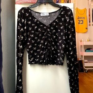 Long Sleeve Black Floral Shirt